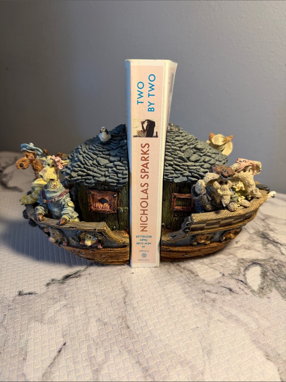 The Boyds Collection Noah’s Ark Ceramic Nautical Bookends in Blue & Brown Tones